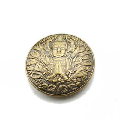 1Pcs   Copper Thousand Hand Guanyin Wealth Buckle Exquisite Texture Creative Brass Retro Business Cloth Buckle Older()