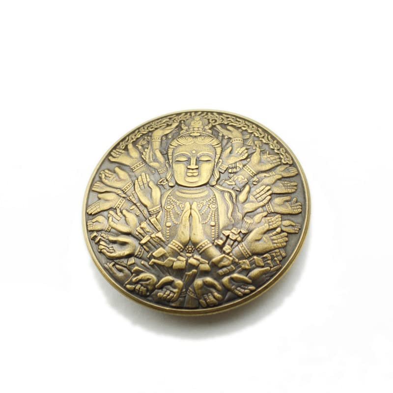1Pcs   Copper Thousand Hand Guanyin Wealth Buckle Exquisite Texture Creative Brass Retro Business Cloth Buckle Older()