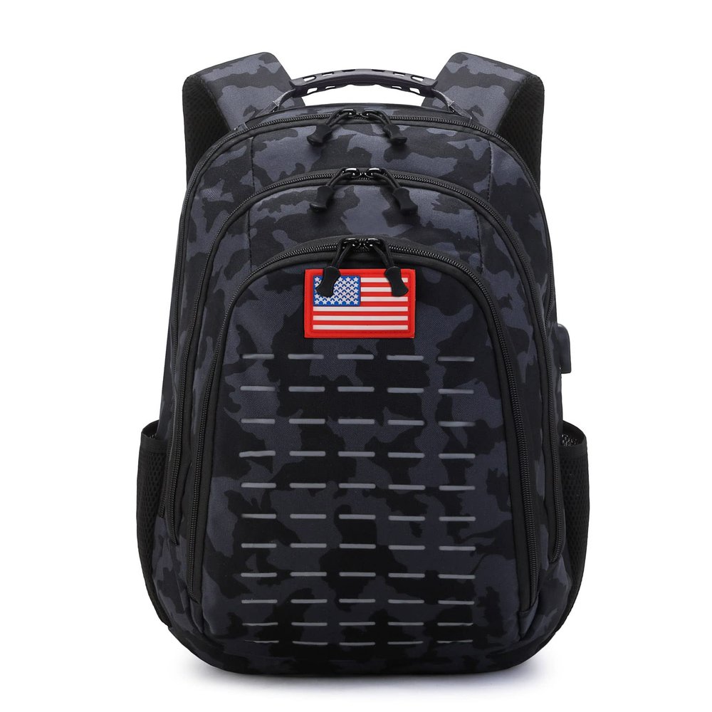 Qimailer Camo Backpack,Small Tactical Backpack for outdoor,Military Teen Boys Backpacks for School with USB Charging Port,40L