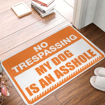 Abipuir Outdoor Mats for Home Entrance No Trespassing My Dog is an Assholes Rug Outside Fall Decor Retro Decor (Size : 65X90CM)