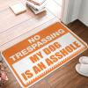 Abipuir Outdoor Mats for Home Entrance No Trespassing My Dog is an Assholes Rug Outside Fall Decor Retro Decor (Size : 65X90CM) view 1
