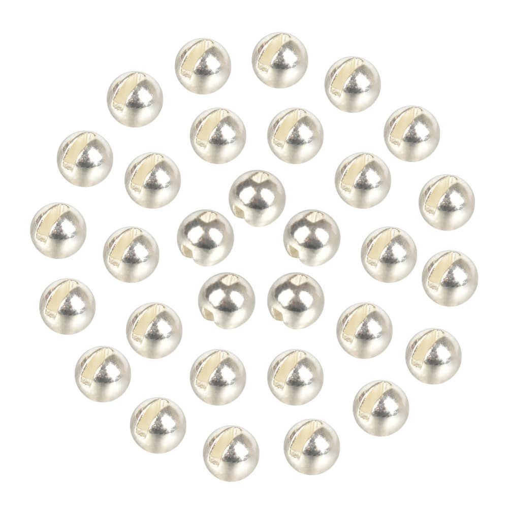 MUUNN 100pcs Tungsten Slotted Beads for Fly Tying, Sink Deeper and Faster 12 Colors/13 Sizes Slotted Tungsten Beads Fly Tying Beads Head Fly Tying Materials(Silver,3.8mm)