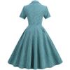 Women 1950s Vintage Shirt Dress 40s 50s Cape Collar A-line Swing Office Work Party Tea Dresses Turquoise XL view 3