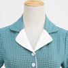 Women 1950s Vintage Shirt Dress 40s 50s Cape Collar A-line Swing Office Work Party Tea Dresses Turquoise XL view 4