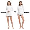 LilyCat Women's Rash Guard Long Sleeve Sun Protection Clothing Half Zip Swim Shirt Side Adjustable Swimsuit Tops Hiking Surfing White view 4