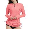 LilyCat Women's Rash Guard Long Sleeve Sun Protection Clothing Half Zip Swim Shirt Side Adjustable Swimsuit Tops Hiking Surfing Coral Pink view 1