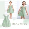 JEELLIGULAR Toddler Dress Ruffle Sleeveless Button Down Denim Dress for Toddler Girl Dress Summer Beach Casual A-line Sundress(Sage Green,6-7T) view 2