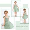 JEELLIGULAR Toddler Dress Ruffle Sleeveless Button Down Denim Dress for Toddler Girl Dress Summer Beach Casual A-line Sundress(Sage Green,6-7T) view 3