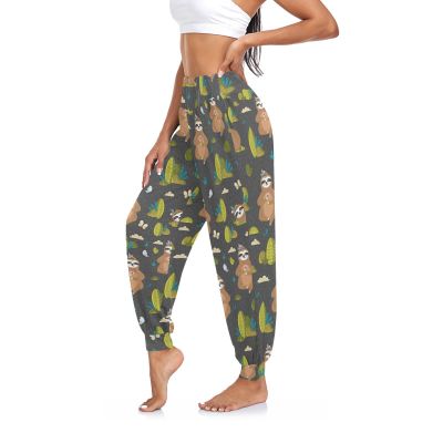 Yasala Cartoon Sloth Women Harem Pants Baggy Yoga Pants Hippie Palazzo Pants Casual Athletic Workout Sweatpants
