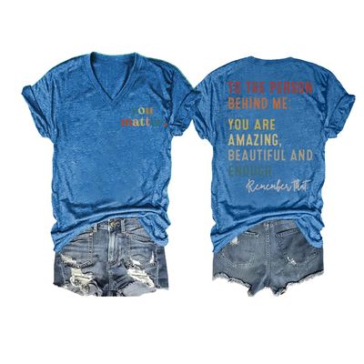 MOGUI to The Person Behind Me Tshirt You are Amazing You Matter Tshirt to The Person Behind Me Dear Person Behind Me Shirt Love Like Jesus V-Neck Casual Tee Tops Women Gift Blue, X-Large