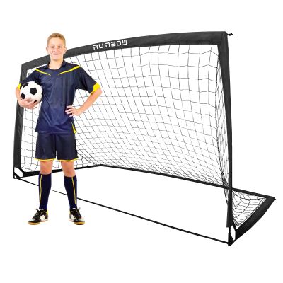 RUNBOW 9x5 ft Portable Kids Soccer Goal for Backyard Adult Junior Large Practice Soccer Net with Carry Bag (9x5FT, 1 Pack, Black)