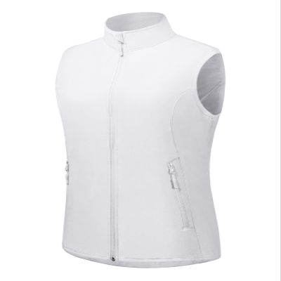 fit space Women's Softshell Vest Athletic Warm Up Sleeveless Scrub Jacket Zip Pockets Cycling Running Golf (White,XX-Large)
