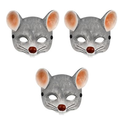 PRETYZOOM 3pcs Rat Mask Animal Cosplay Face Cover Halloween Party Supply Mask