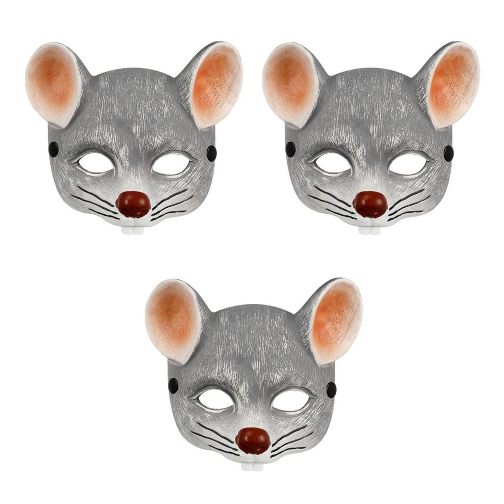 PRETYZOOM 3pcs Rat Mask Animal Cosplay Face Cover Halloween Party Supply Mask