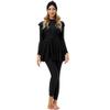 Modest Swimsuit for Women Muslim Burkini Islamic Full Body Long Sleeve Swim Top Pants Hijab 3pcs #A: Black 4XL view 2