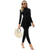 Modest Swimsuit for Women Muslim Burkini Islamic Full Body Long Sleeve Swim Top Pants Hijab 3pcs #A: Black 4XL view 4