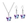 Caiyao Colorful Crystal Butterfly Star Shell Heart Shape Pendant Necklace Earrings Set Stainless Purple & Yellow Shining Rhinestone Jewelry for Women Gifts-Butterfly Set view 1