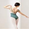 Phoeswan Ballet Leotards for Women, Embroidery Mesh Splice Women's Dance Leotard with Chest shirring for Ballet, Yoga, Gymnastics Practice, U Shape Backless Leotard, Iris Green Size XX-Large view 4