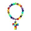 Caiyao Autism Awareness Bracelet Heart Cross Ribbon Disc Puzzle Piece Autism Autistic Bracelet 7 Chakra Beaded Elastic Bracelet Autism Jewelry Bracelet-Cross view 1