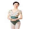 Phoeswan Ballet Leotards for Women, Embroidery Mesh Splice Women's Dance Leotard with Chest shirring for Ballet, Yoga, Gymnastics Practice, U Shape Backless Leotard, Iris Green Size Medium view 2