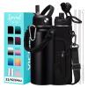VICKNIY 32oz Insulated Water Bottles - with Straw Spout Lid, Bottle Holder Strap Sleeve, Survival Paracord Handle, Protective Cup Mat, Sweat-Proof Water Bottle, Metal Thermo Flask for Sports Workout view 1