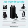VICKNIY 32oz Insulated Water Bottles - with Straw Spout Lid, Bottle Holder Strap Sleeve, Survival Paracord Handle, Protective Cup Mat, Sweat-Proof Water Bottle, Metal Thermo Flask for Sports Workout view 2