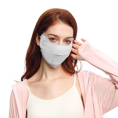 OH! ANY TIME ANY WEAR Anti-UV Face Cover UPF 50+ Protective Breathable Open Washable Reusable Sun Protection Facemask Light Grey