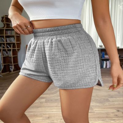 ABZEKH Shorts for Women Shorts Women's Shorts Solid Elastic Waist Shorts Shorts (Color : Light Grey, Size : Large)