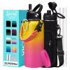 Stainless Steel Water Bottles 32oz - Cold-48h Hot-24h Insulated Water Bottle with Straw & Auto Spout Lid, Carrier Bag & Protective Cup Mat, Metal Thermo Flask Reusable Gym Waterbottle Jug Leak Proof view 1
