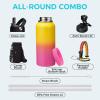 Stainless Steel Water Bottles 32oz - Cold-48h Hot-24h Insulated Water Bottle with Straw & Auto Spout Lid, Carrier Bag & Protective Cup Mat, Metal Thermo Flask Reusable Gym Waterbottle Jug Leak Proof view 2