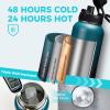 Stainless Steel Water Bottles 32oz - Cold-48h Hot-24h Insulated Water Bottle with Straw & Auto Spout Lid, Carrier Bag & Protective Cup Mat, Metal Thermo Flask Reusable Gym Waterbottle Jug Leak Proof view 3