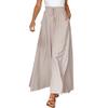 OBEEII Chiffon Pants for Women Dressy Pants Boho Flowy Wide Leg Casual Palazzo Trousers Beige M view 1