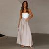 OBEEII Chiffon Pants for Women Dressy Pants Boho Flowy Wide Leg Casual Palazzo Trousers Beige M view 4