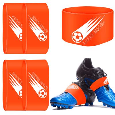 Patelai 4 Pcs Soccer Cleat Lace Cover Sports Shoe Band Protector Soccer Shoe Cleat Bands Youth Adult (Kids,Orange)