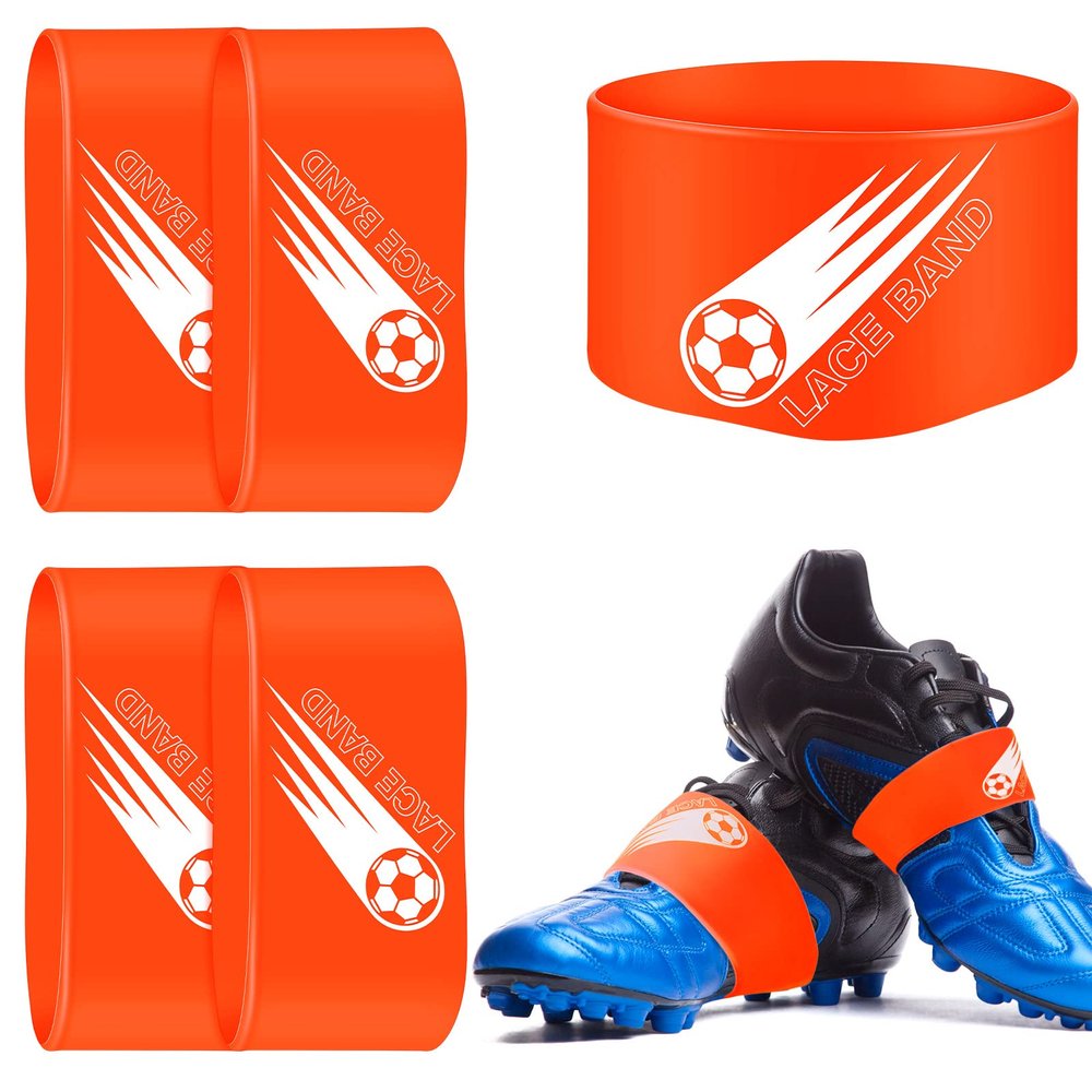 Patelai 4 Pcs Soccer Cleat Lace Cover Sports Shoe Band Protector Soccer Shoe Cleat Bands Youth Adult (Kids,Orange)