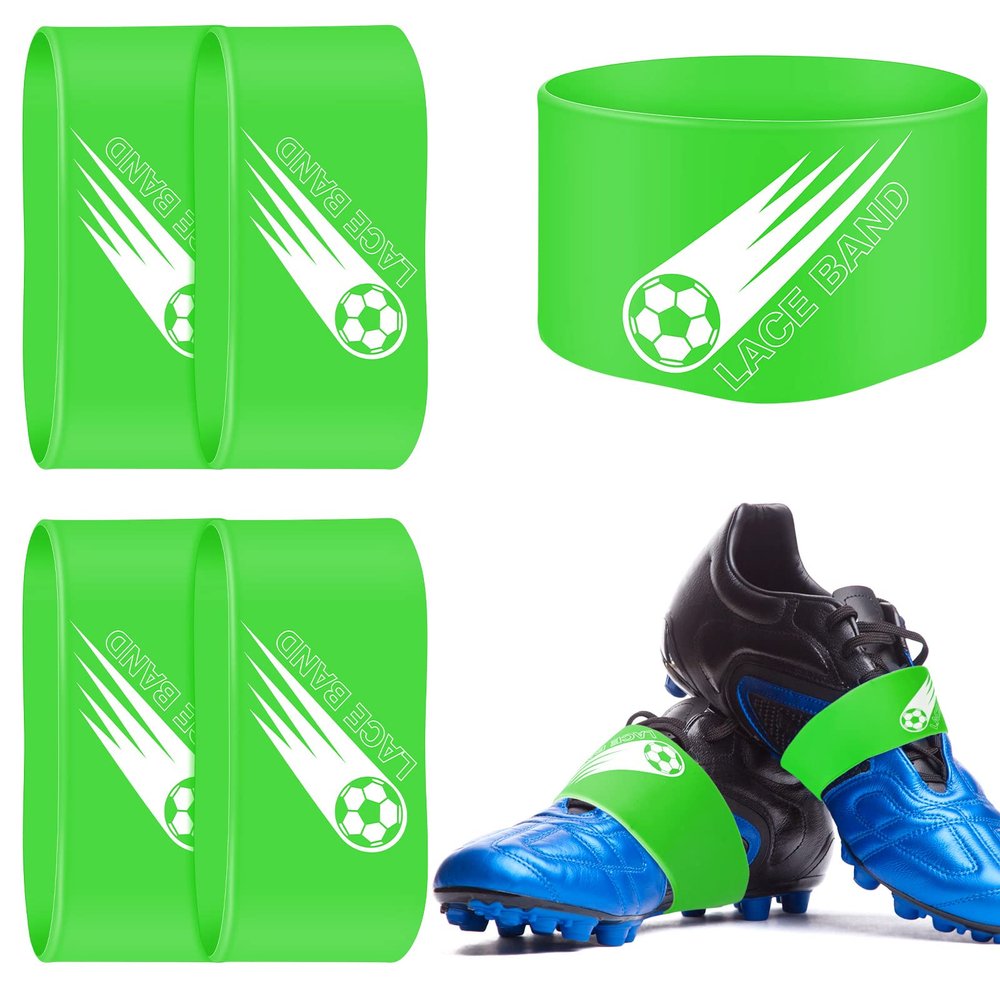 Patelai 4 Pcs Soccer Cleat Lace Cover Sports Shoe Band Protector Soccer Shoe Cleat Bands Youth Adult (Kids,Green)