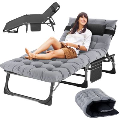 Slsy Sleeping Cots for Adults, 5-Position Folding Chaise Lounge Chairs Outdoor, Portable Folding Bed Cot Lounge Chair for Beach Lawn Camping Pool Sun Tanning