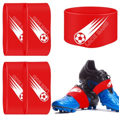 Patelai 4 Pcs Soccer Cleat Lace Cover Football Shoe Band Soccer Shoe Cover Football Cleat Bands Youth Adult for Season (Kids,Red)