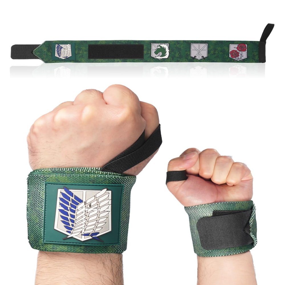 CROWN Anime Wrist Wraps Lifting Straps 24" for Men and Women - 1 Pair Each, Gym Accessories Support Weightlifting, Powerlifting, Strength Training, and Improve Workout, Green T
