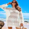 ANRABESS Women Swimsuit Crochet Swim Cover Up 2026 Summer Bathing Suit Swimwear Mesh Knit Beach Dress Vacation Outfits Cream White X-Large view 2
