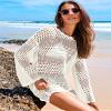 ANRABESS Women Swimsuit Crochet Swim Cover Up 2026 Summer Bathing Suit Swimwear Mesh Knit Beach Dress Vacation Outfits Cream White X-Large view 4