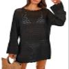 ANRABESS Women Swimsuit Crochet Swim Cover Up 2026 Summer Bathing Suit Swimwear Mesh Knit Beach Dress Vacation Outfits Black Small view 1
