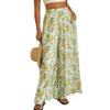 OBEEII Wide Leg Chiffon Pants for Women's Dressy High Waist Flowy Casual Palazzo Trousers Green M view 1