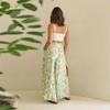 OBEEII Wide Leg Chiffon Pants for Women's Dressy High Waist Flowy Casual Palazzo Trousers Green M view 4
