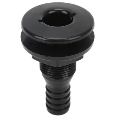 Acouto 3/4in Thru Hull Fitting for Boats Marines ABS Plastic Hose Coupling Drain Outlet Connector Through Hull Fitting Accessory (Black)