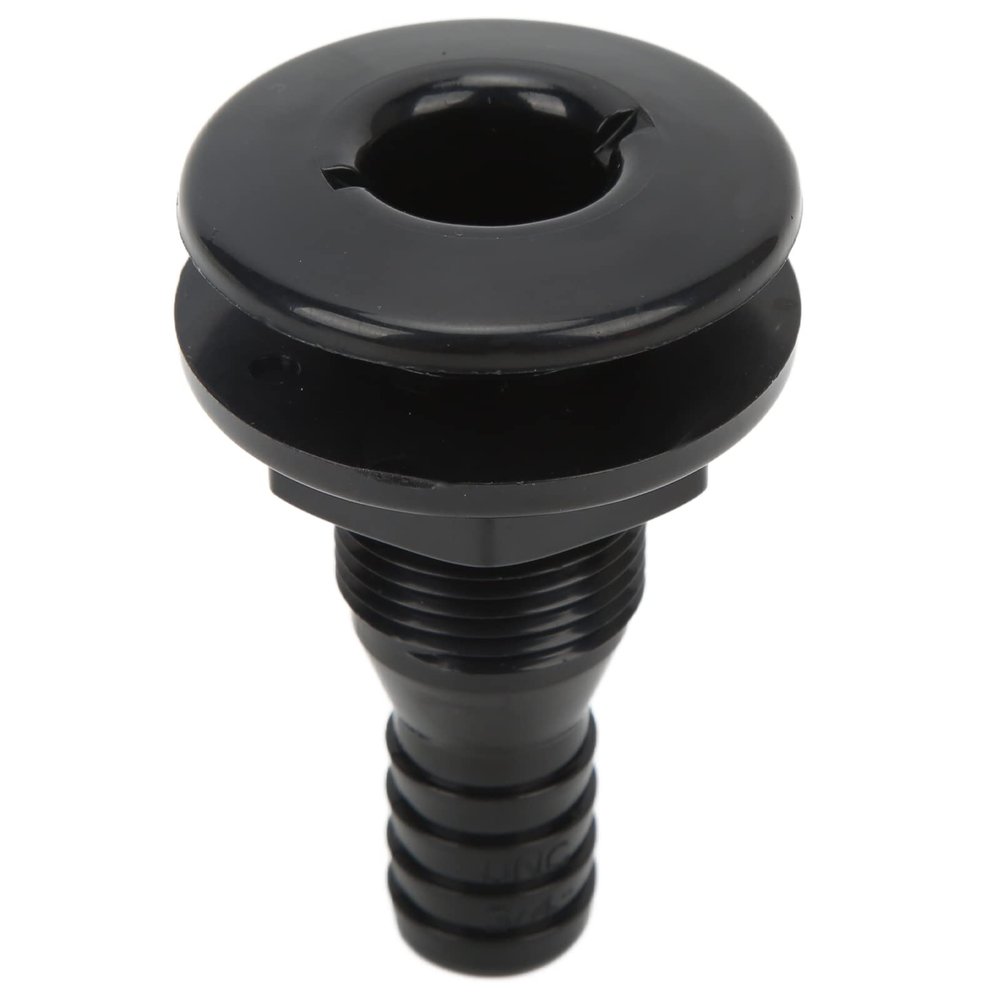 Acouto 3/4in Thru Hull Fitting for Boats Marines ABS Plastic Hose Coupling Drain Outlet Connector Through Hull Fitting Accessory (Black)