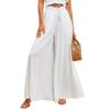 OBEEII Womens High Waist Chiffon Pants Boho Flowy Wide Leg Casual Palazzo Trousers White 2XL view 1