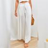 OBEEII Womens High Waist Chiffon Pants Boho Flowy Wide Leg Casual Palazzo Trousers White 2XL view 3