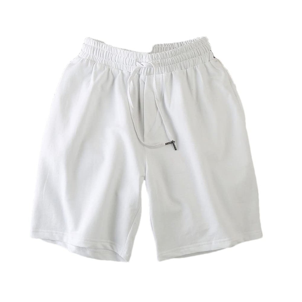 Dninmim Men's Summer Beach Pants Mesh Sports Joggers Running Shorts Elastic Waist Solid Color Short Pants Sweatpant Beige