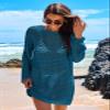 ANRABESS Women Swimsuit Crochet Swim Cover Up 2026 Summer Bathing Suit Swimwear Mesh Knit Beach Dress Vacation Outfits Cyan Large view 3